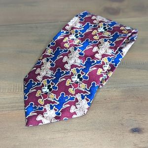 Mickey Unlimited Tie Maroon/Blue/Mickey Mouse 100% Silk.